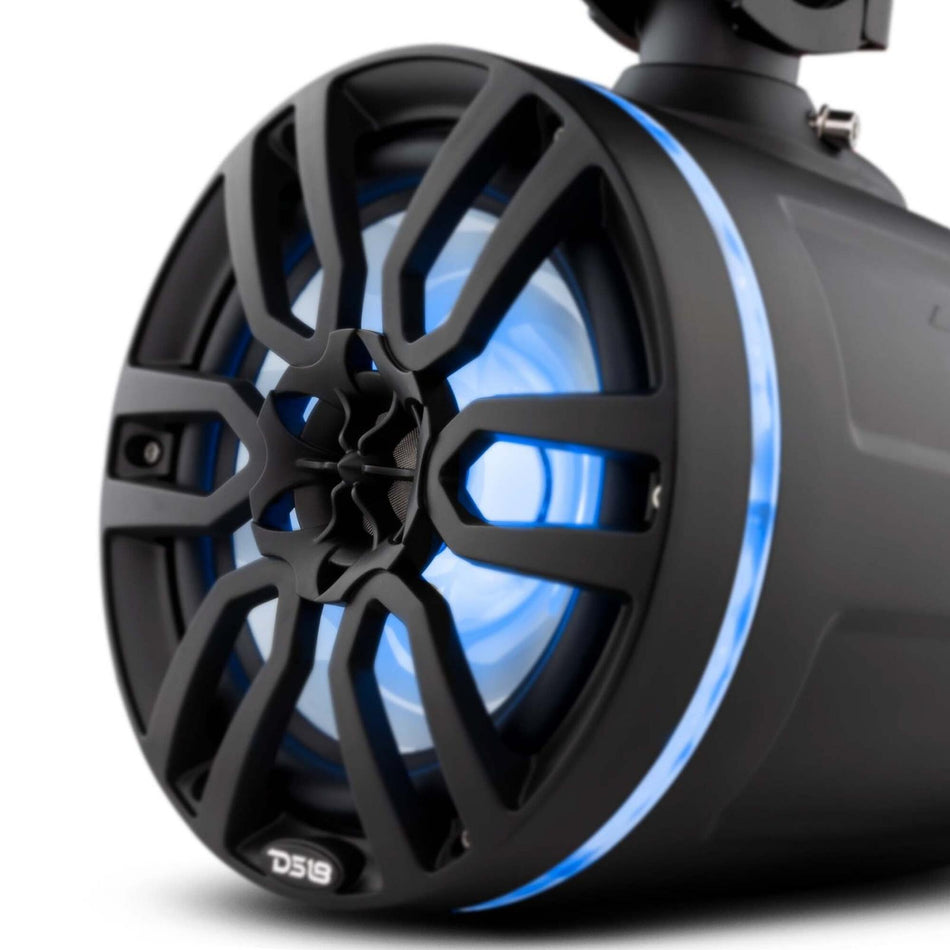 DS18 DS-NXL-X8TP/BK HYDRO 8 Inch Marine Towers W/ Integrated RGB LED Lights 375 Watts Black DS18