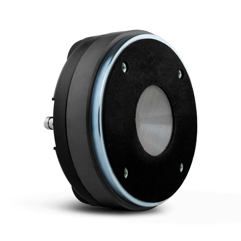 DS18 DS-PRO-DPL1PH compression driver, angled view showing front mesh screen and bolt holes