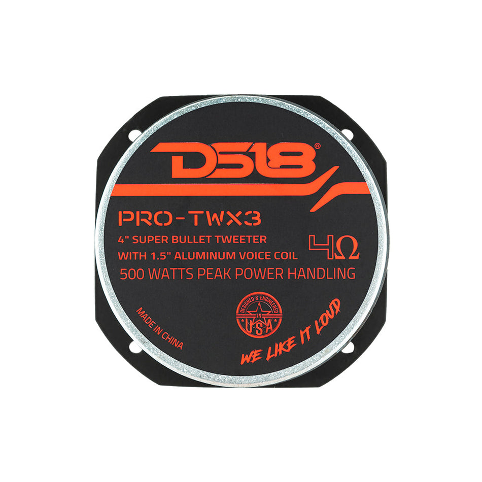 DS18 DS-PRO-TWX3 PRO 4 Inch Super Bullet Tweeter 480 Watts 1.5 Inch Aluminum 4-Ohm Vc DS18