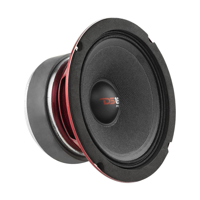 DS18 DS-PRO-X5.4M speaker, side angled view showing cone, dust cap logo and magnet housing