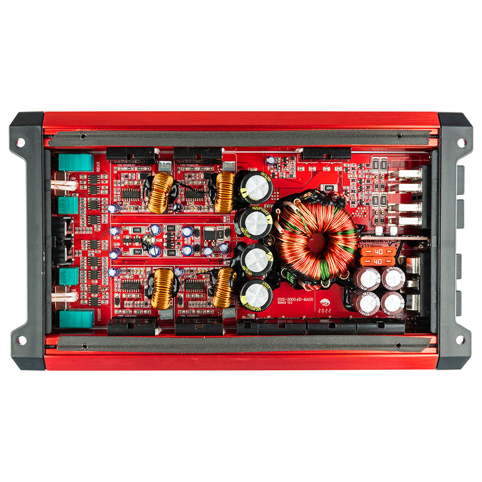DS18 DS-SXE-3000.4D/RD Full-Range Class D 4-Channel Amplifier 3000 Watts Red DS18