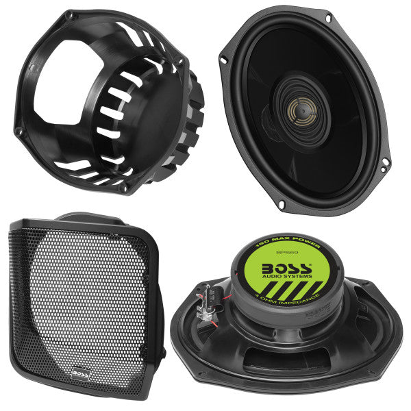 Boss Audio BOSS-BHD14 BOSS Audio Systems BHD14 Harley Davidson 6 x 9 Inch Saddlebag Speaker Kit â€“ Fits Select 2014+ Road Glide and Street Glide Motorcycles, 300 Watts of Power Per Pair, Full Range, 2 Way, Sold in Pairs