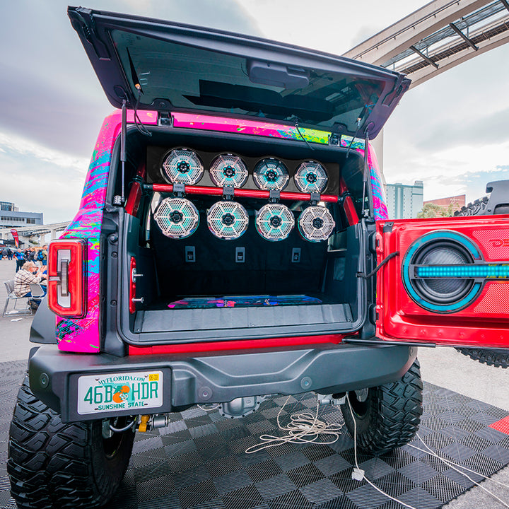 DS18 DS-BRO-SBAR/BK Ford Bronco 6th Gen 4-Door Overhead Bar System fits 4 x 8" speakers + 2 x 6.5" Speakers and 2 x 3.78" Tweeters