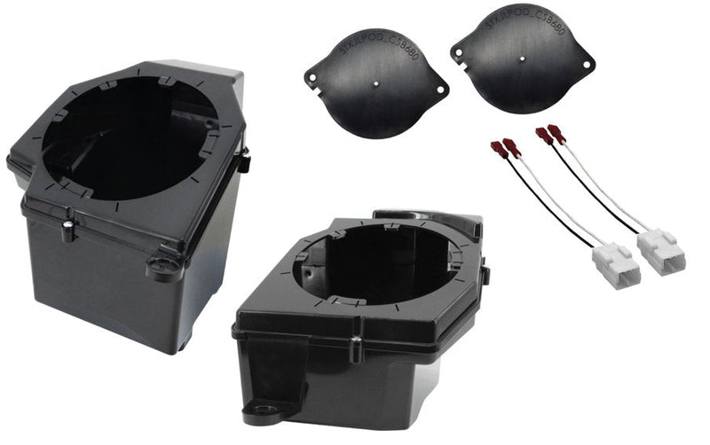 Stinger STXJLPOD speaker pods, tweeter adapters, and wiring harnesses laid out together